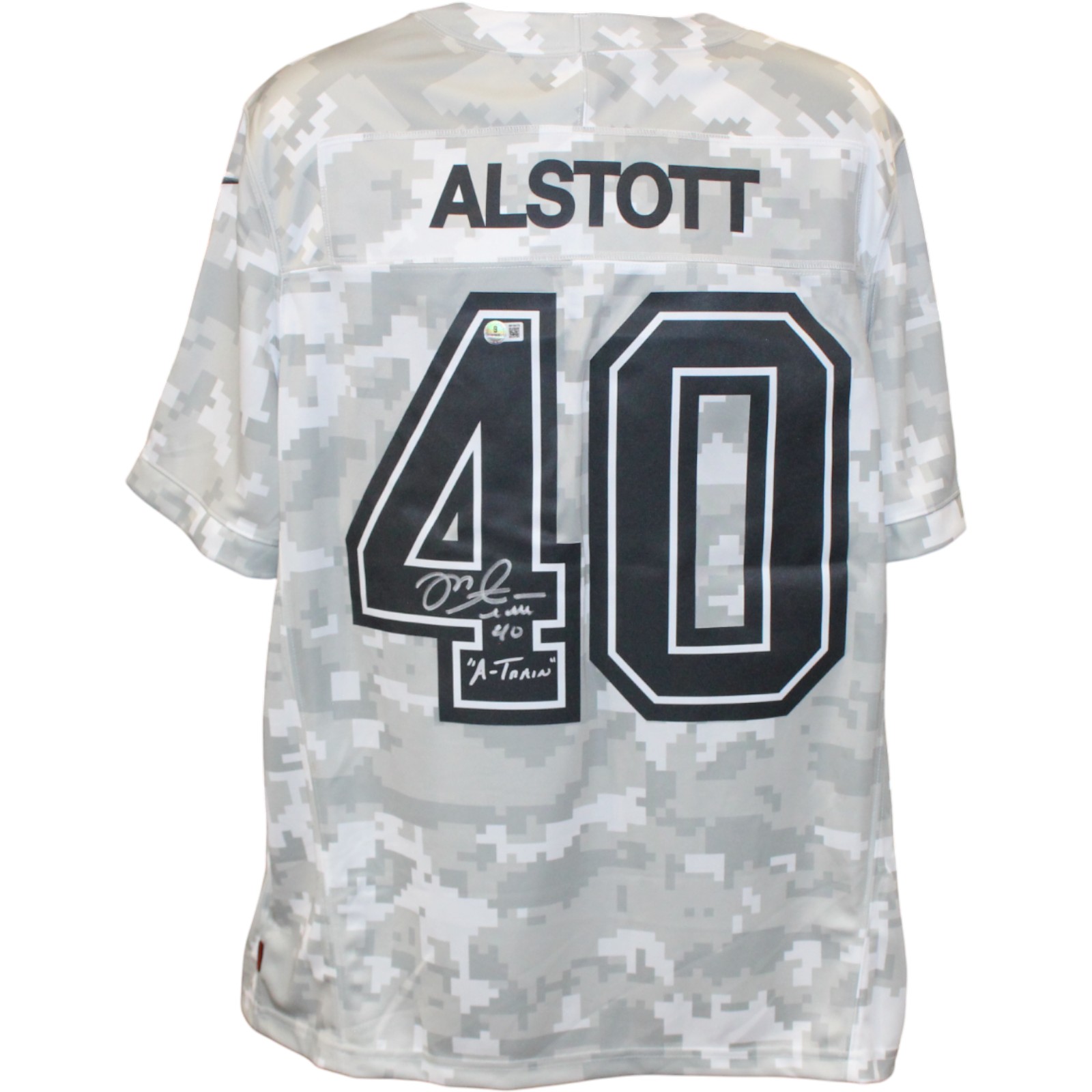 Mike Alstott Signed Tampa Bay Buccaneers XL Arctic Camo Jersey Beckett 54629