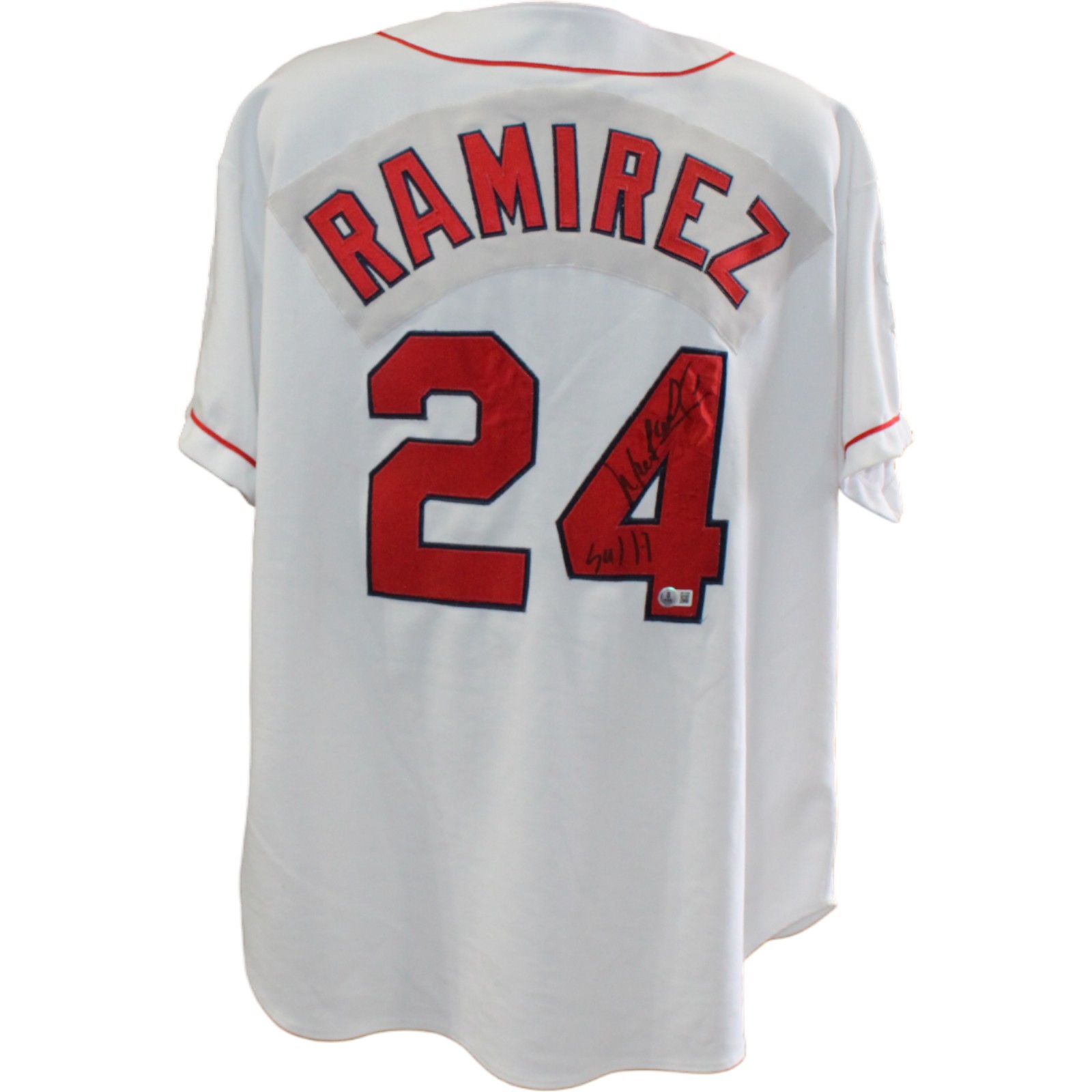 Manny Ramirez Signed Cleveland Indians Russel Athletic white 52 Jersey BAS 54628