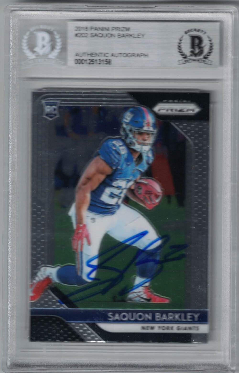 Saquon Barkley New York Giants 2018 Panini Prizm Trading Card BAS Slab 29562