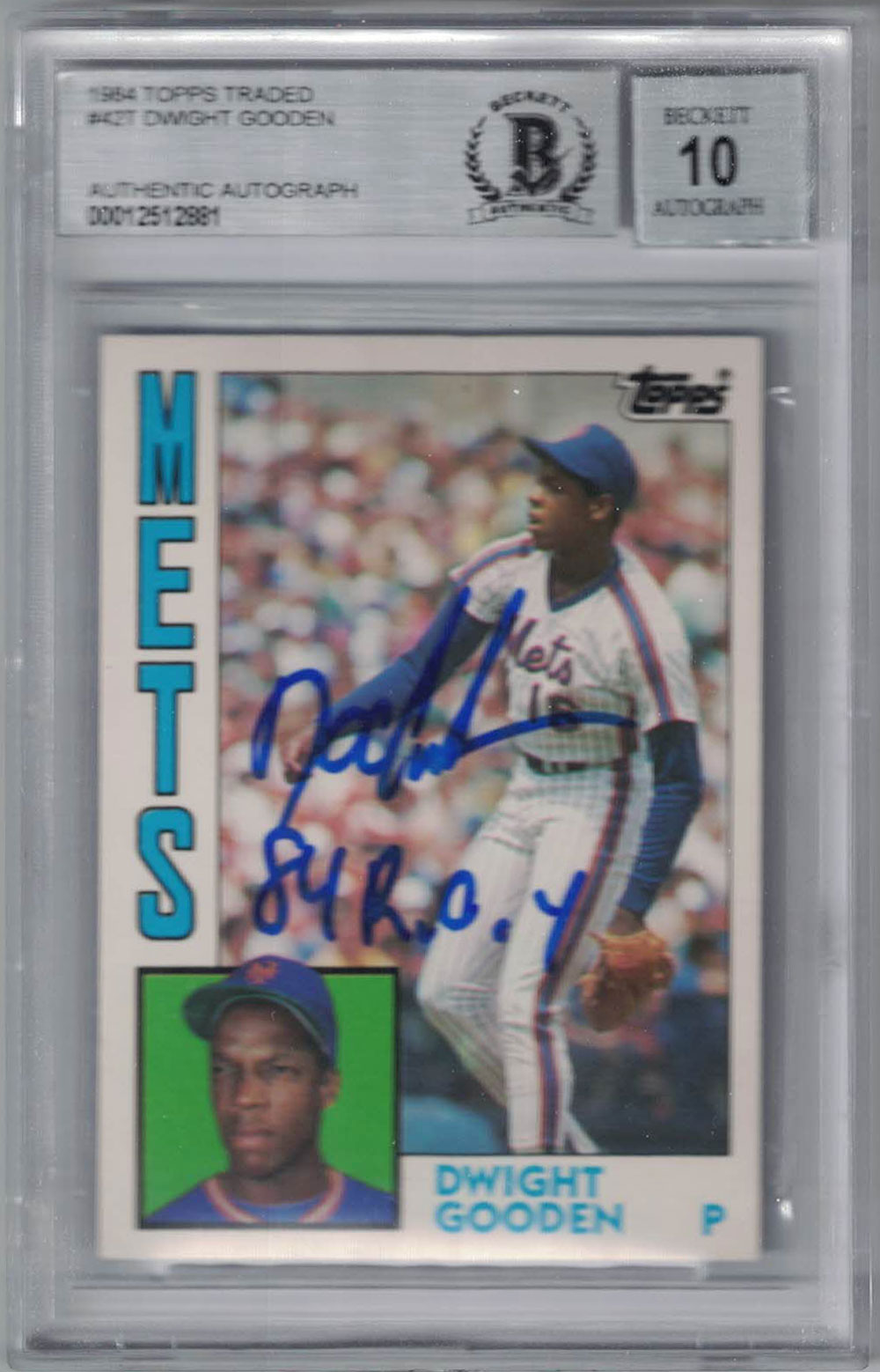 Dwight Gooden Signed New York Mets 1984 Topps Traded Card BAS 10 Slab 29580