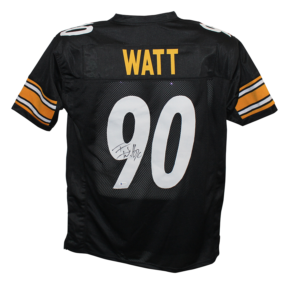 TJ Watt Autographed/Signed Pro Style Black XL Jersey BAS 29589