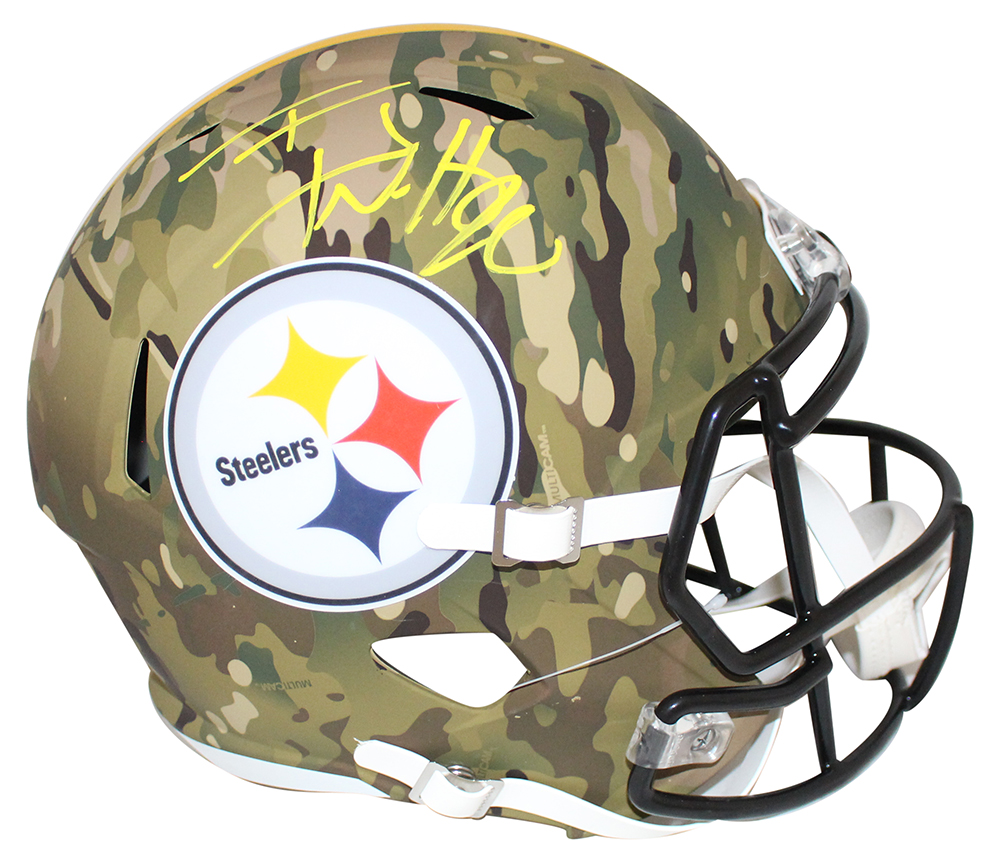 TJ Watt Autographed Pittsburgh Steelers F/S Speed Camo Helmet BAS 29595