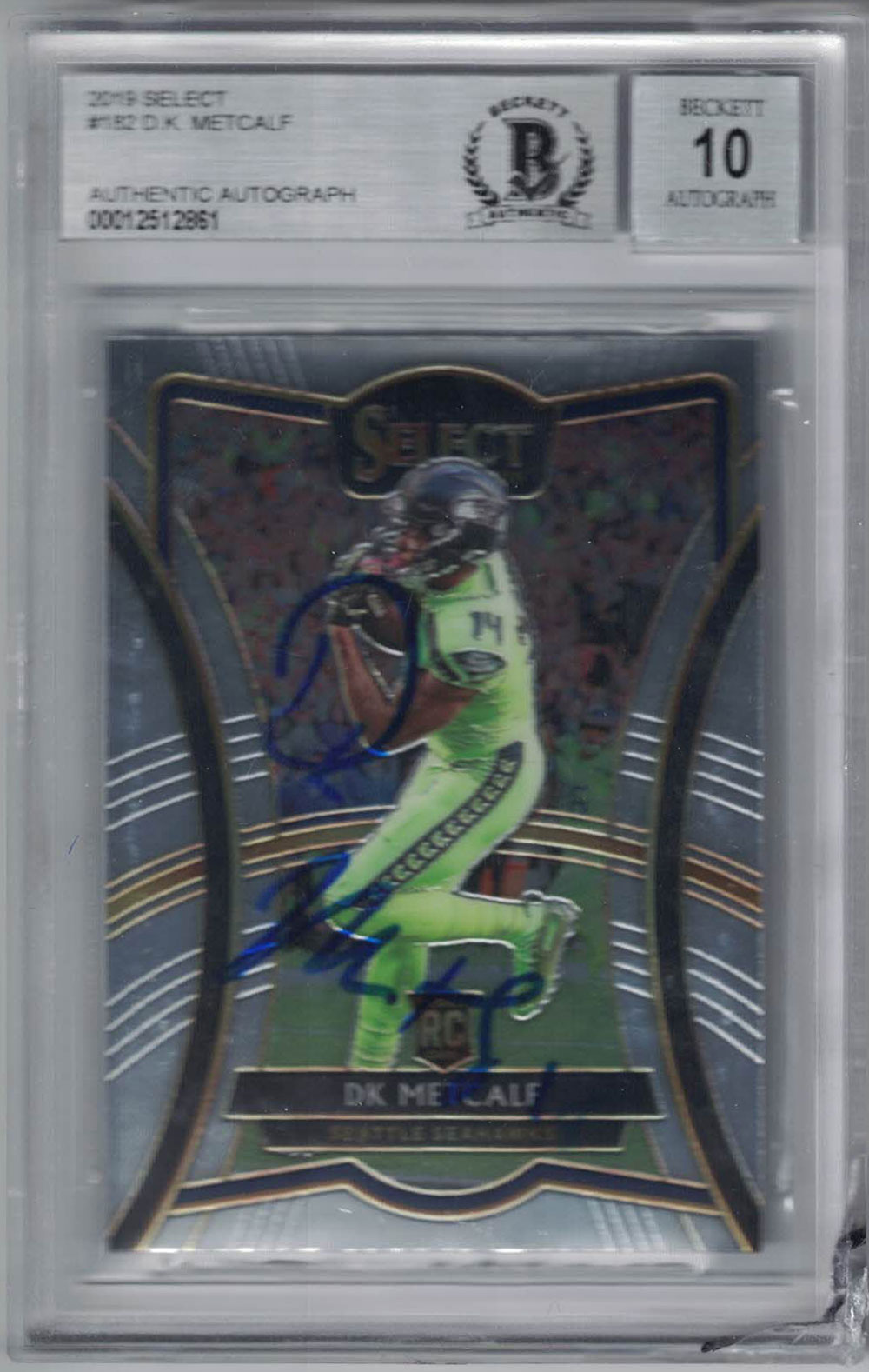 DK Metcalf Signed Seattle Seahawks 2019 Select Trading Card BAS 10 Slab 29606