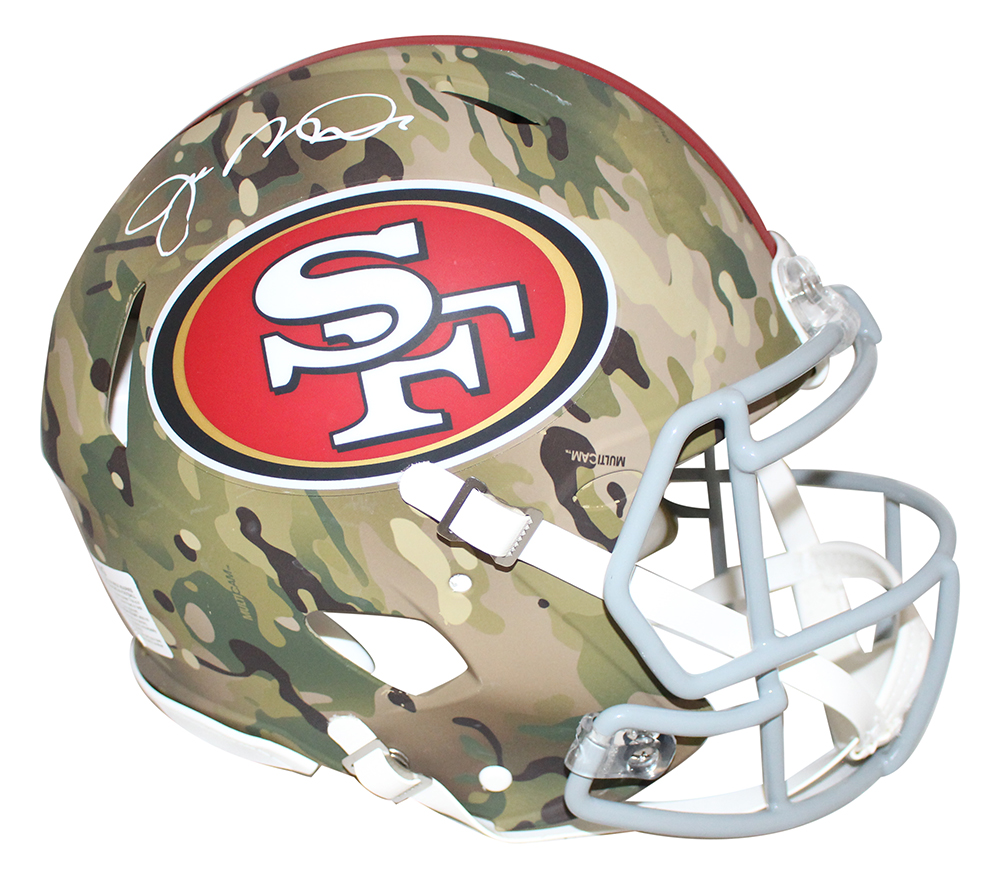 Joe Montana Signed San Francisco 49ers Authentic Camo Speed Helmet BAS 29623