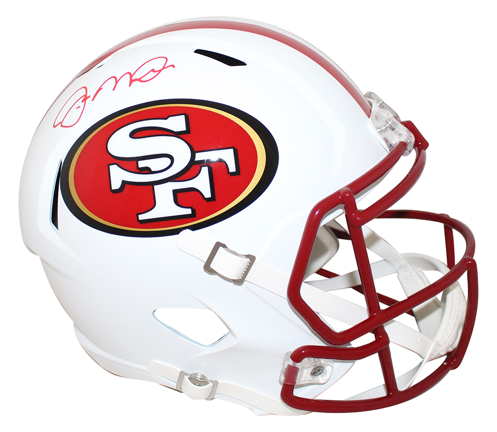 Joe Montana Signed San Francisco 49ers F/S Flat White Speed Helmet JSA 29626