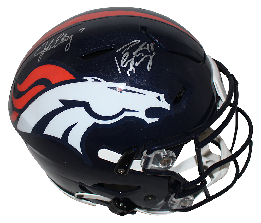 Peyton Manning & John Elway Signed Broncos Authentic Speed Flex Helmet BAS 29657