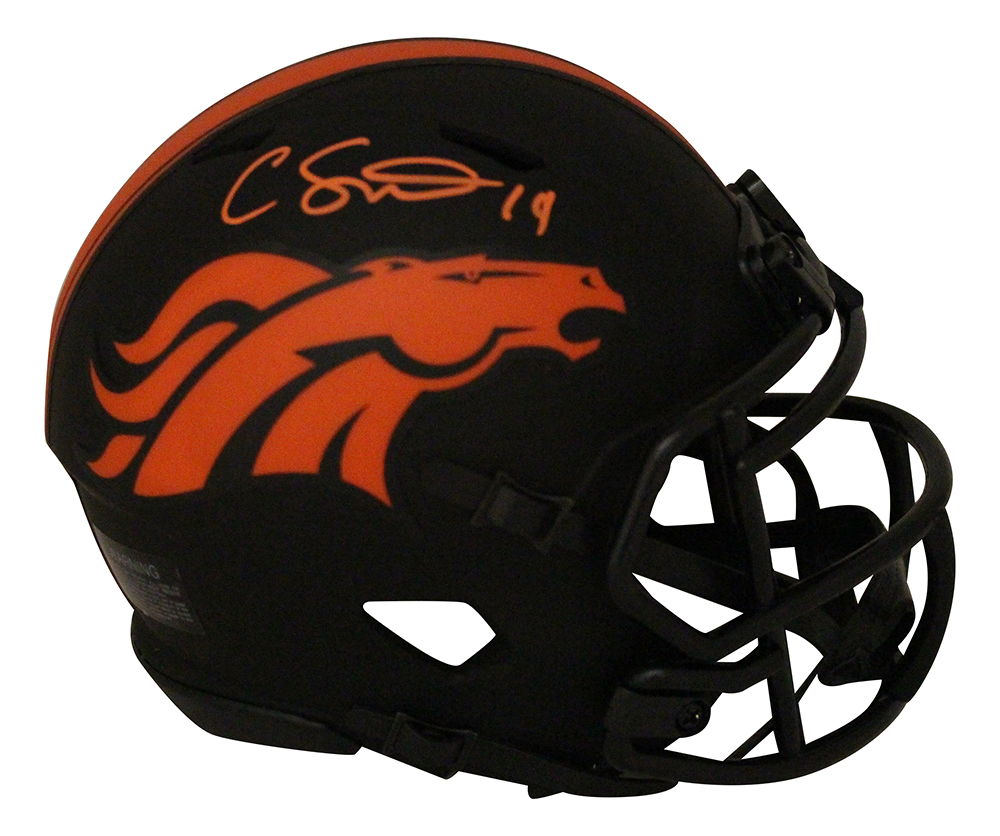 Courtland Sutton Autographed Denver Broncos Eclipse Mini Helmet JSA 29659