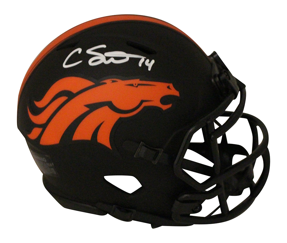Courtland Sutton Autographed Denver Broncos Eclipse Mini Helmet JSA 29660