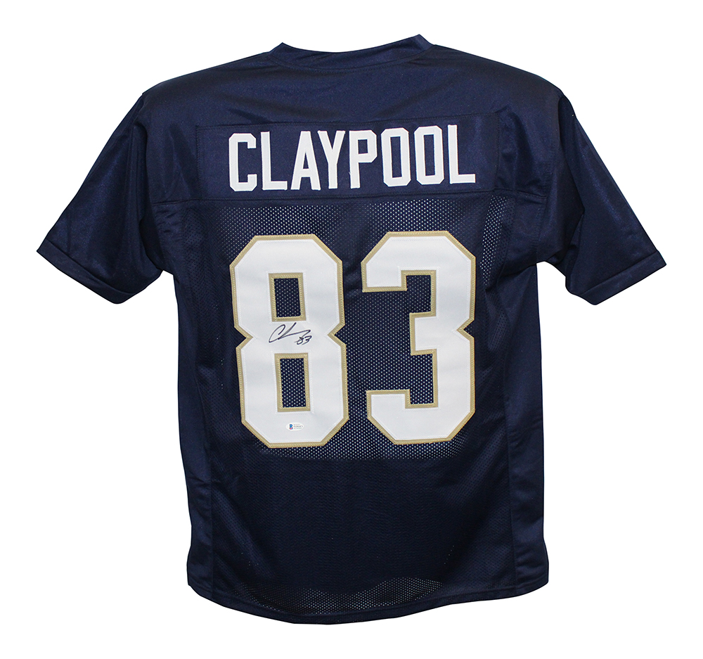 Chase Claypool Autographed/Signed College Style blue XL jersey BAS 29363