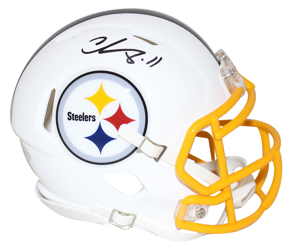 Chase Claypool Autographed Pittsburgh Steelers Flat White Mini Helmet BAS 29366