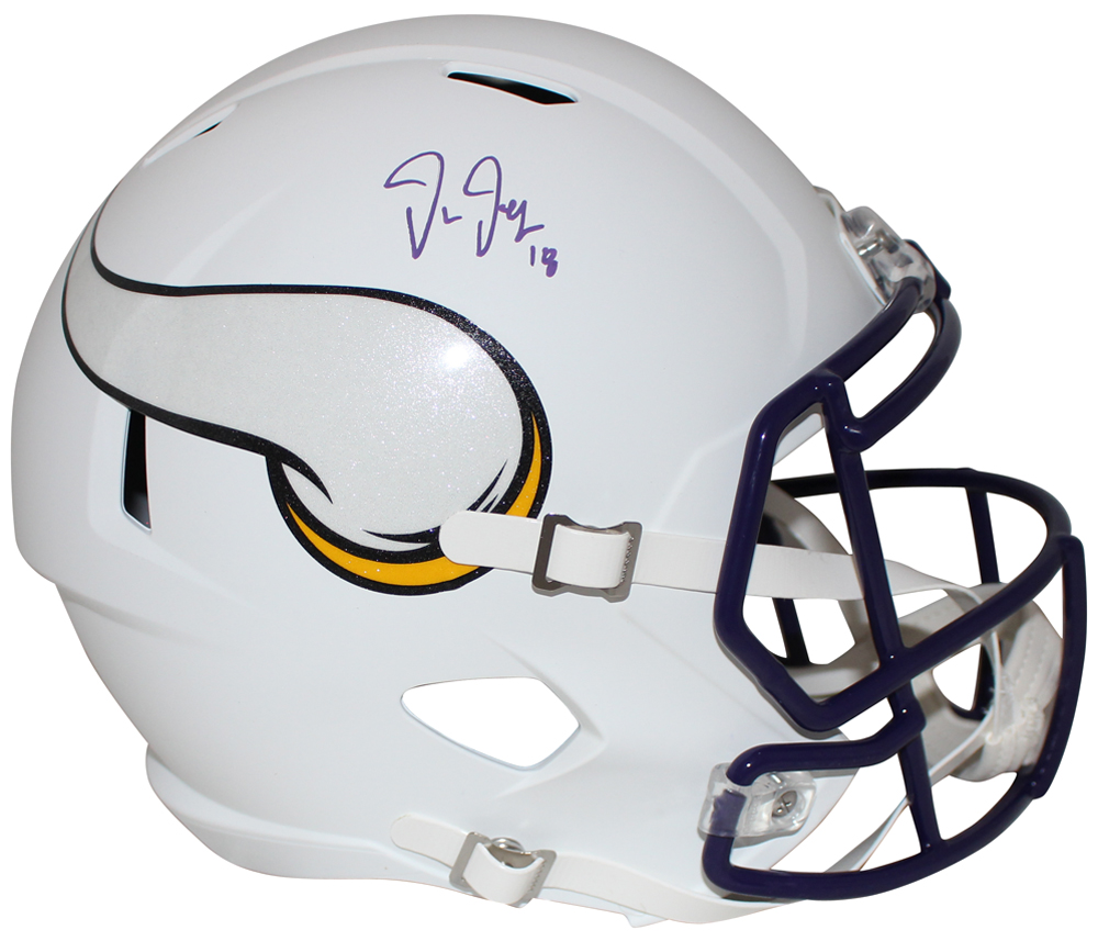 Justin Jefferson Autographed Minnesota Vikings F/S Flat White Helmet BAS 29883