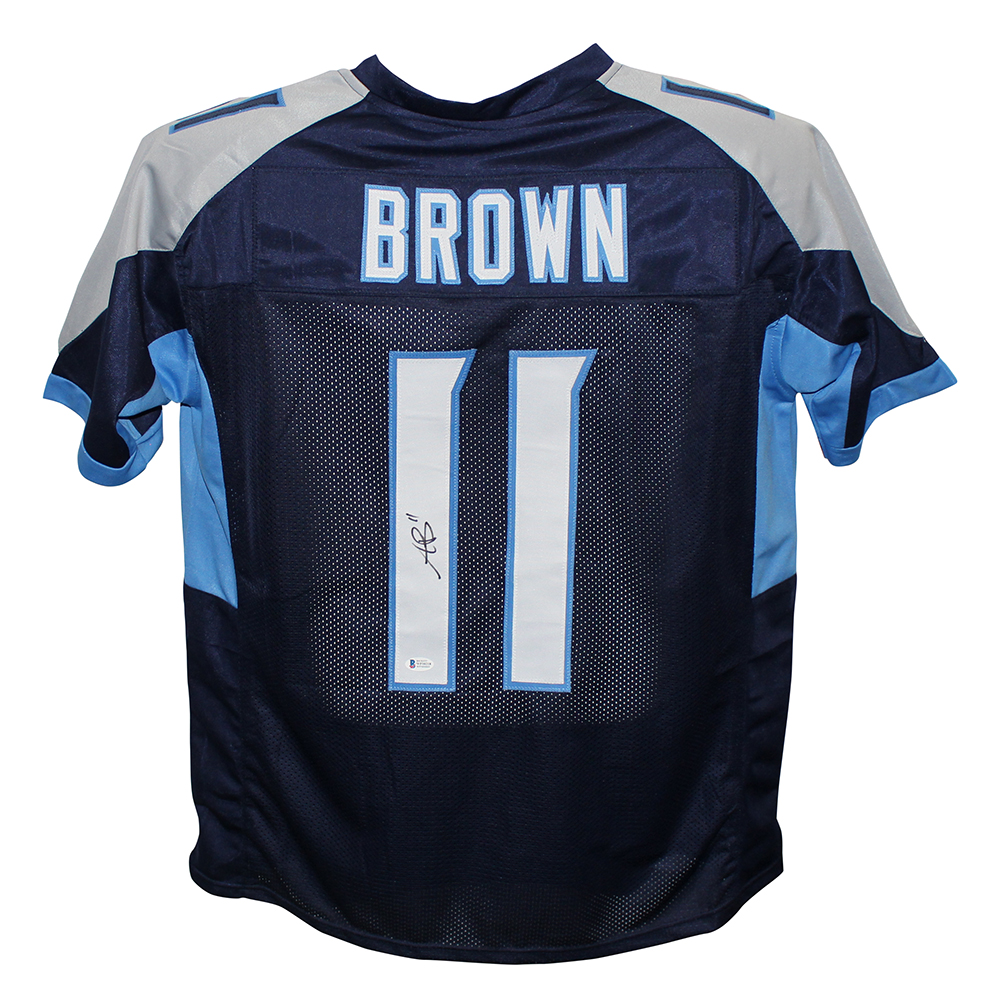 AJ Brown Autographed/Signed Pro Style Blue XL Jersey BAS 29885