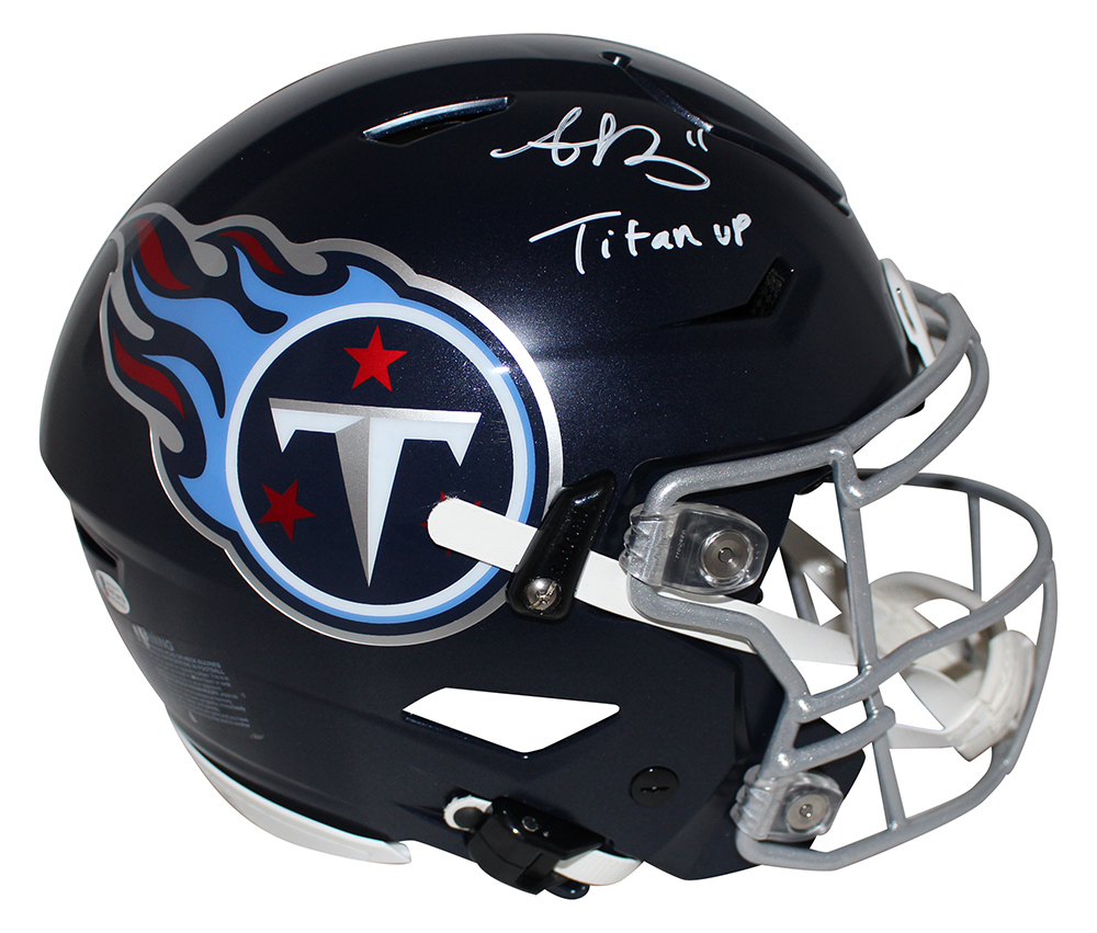 AJ Brown Signed Tennessee Titans Authentic Speed Flex Helmet Titan Up BAS 29892