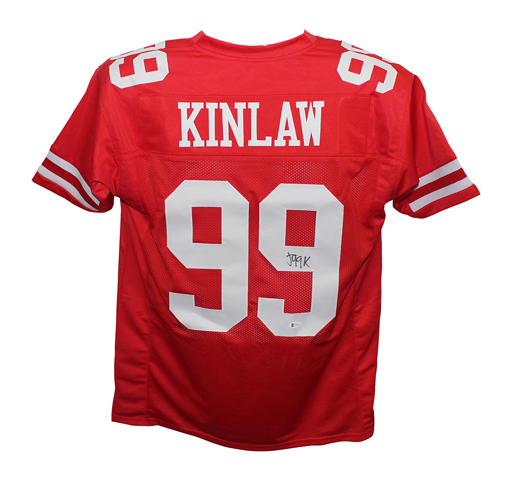 Javon Kinlaw Autographed/Signed Pro Style Red XL Jersey BAS 29922