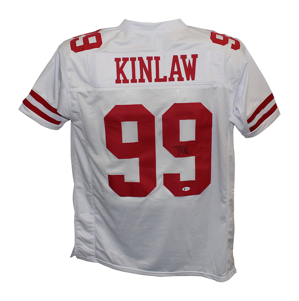 Javon Kinlaw Autographed/Signed Pro Style White XL Jersey BAS 29923