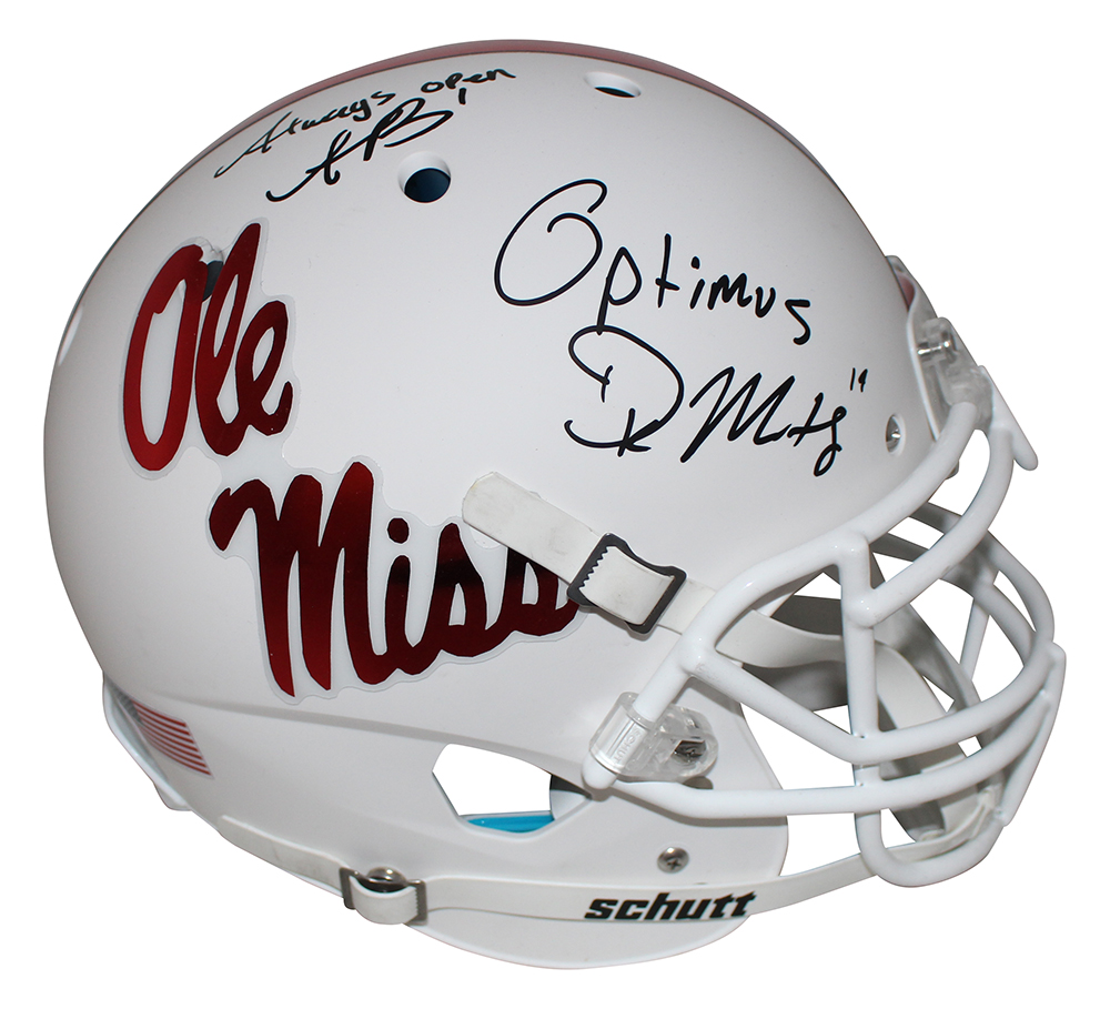 DK Metcalf & AJ Brown Signed Ole Miss Rebels Authentic White Helmet BAS 29976