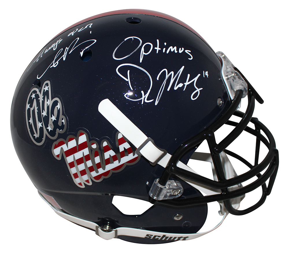 DK Metcalf & AJ Brown Signed Ole Miss Rebels Authentic Blue Helmet BAS 29977