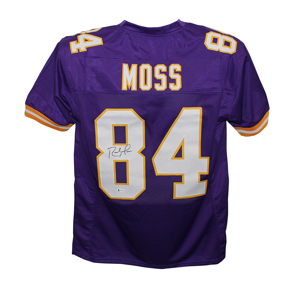 Randy Moss Autographed/Signed Pro Style Purple XL Jersey BAS 29993