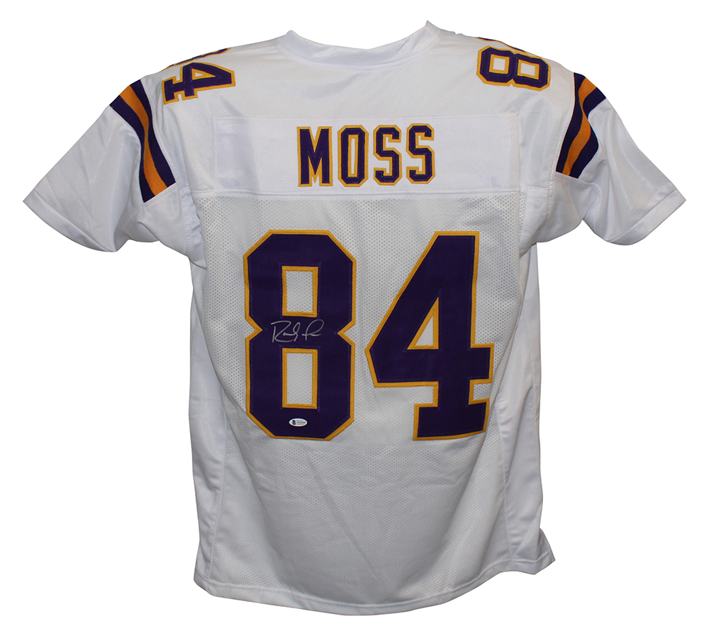 Randy Moss Autographed/Signed Pro Style White XL Jersey BAS 29994
