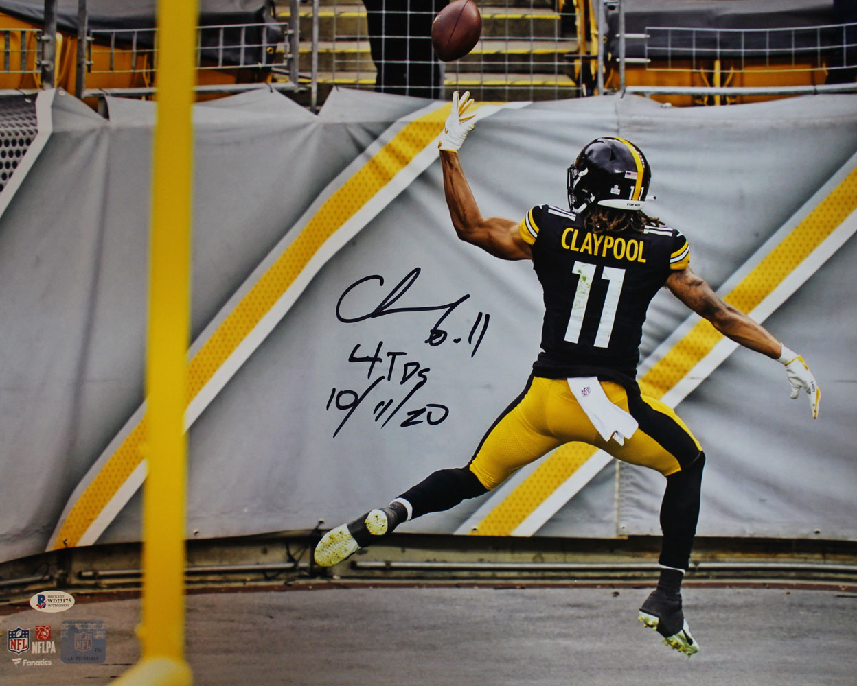 Chase Claypool Autographed Pittsburgh Steelers 16x20 Photo 4 TDs BAS 29373