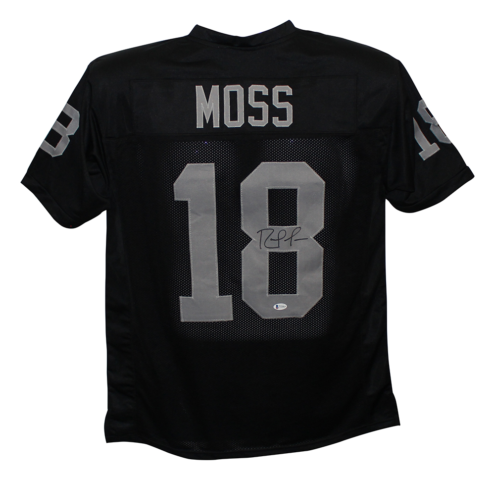 Randy Moss Autographed/Signed Pro Style Black XL Jersey BAS 29995