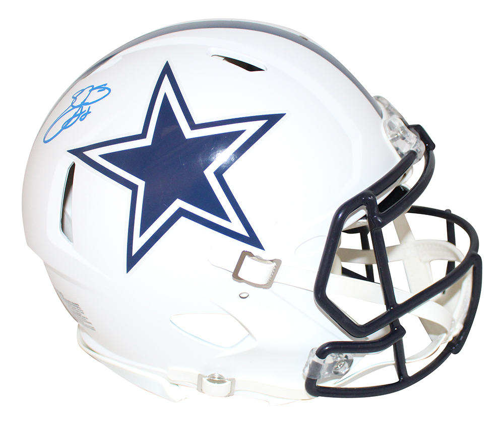 Emmitt Smith Autographed Dallas Cowboys Authentic White Helmet BAS 29378