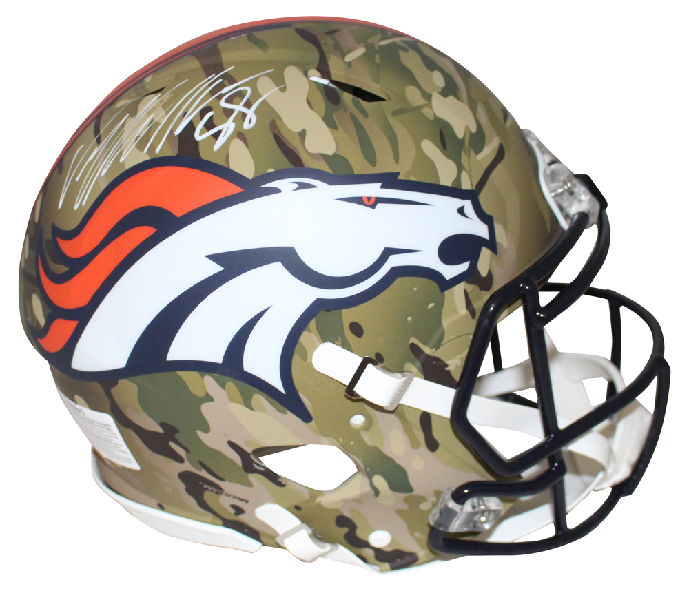 Von Miller Autographed Denver Broncos Authentic Camo Speed Helmet JSA 30046