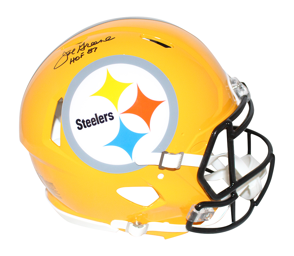 Joe Greene Signed Pittsburgh Steelers Authentic Gold Speed Helmet HOF BAS 30082