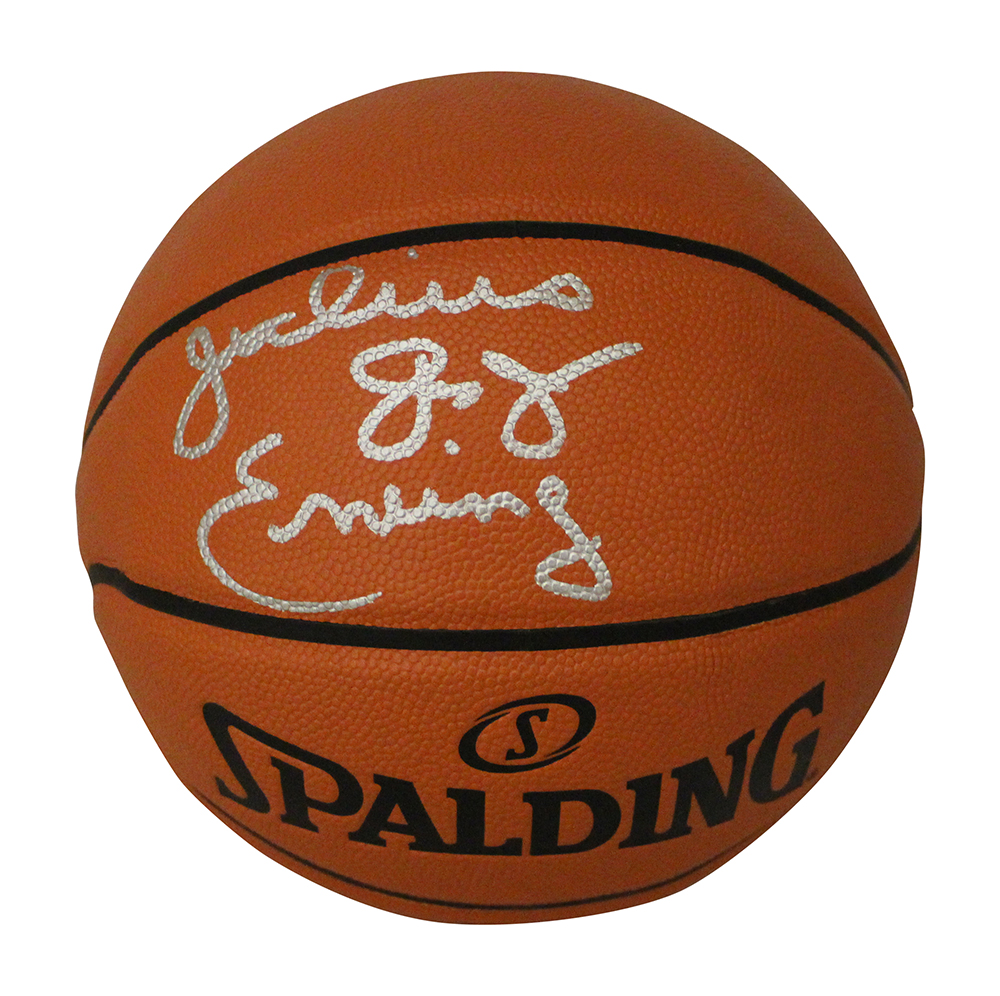 Julius Erving Autographed Philadelphia 76ers Spalding Basketball BAS 30084