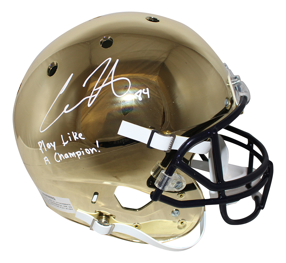 Cole Kmet Signed Notre Dame F/S Replica Helmet Play Like Champion BAS 30369