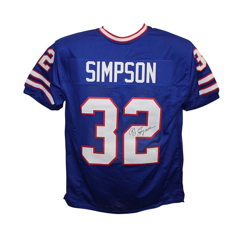 O.J. Simpson Autographed/Signed Pro Style Blue XL Jersey JSA 30372