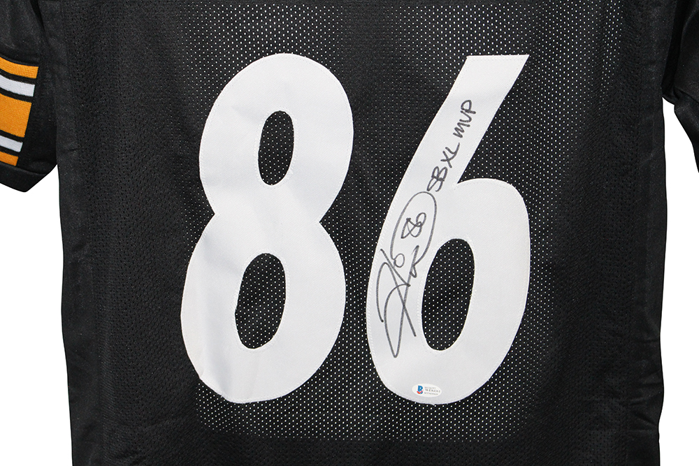 Hines Ward Autographed/Signed Pro Style Black XL Jersey SB XL MVP BAS 30376