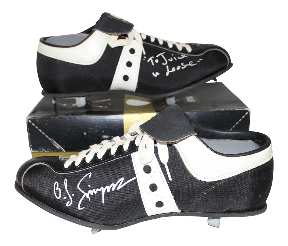 O.J. Simpson Autographed/Signed Buffalo Bills Black Spot-bilt Cleats JSA 30380