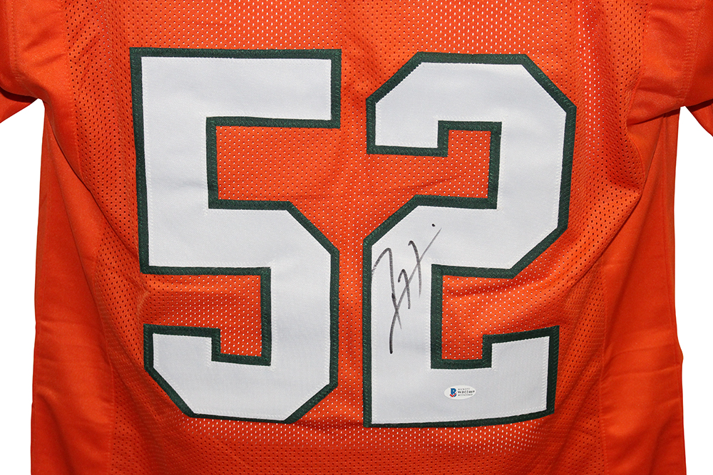 Ray Lewis Autographed/Signed College Style Orange XL Jersey BAS 30386