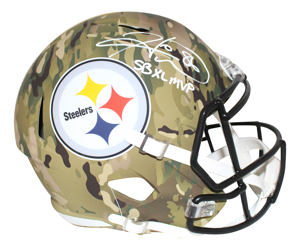 Hines Ward Signed Pittsburgh Steelers F/S Camo Speed Helmet SB MVP BAS 30397