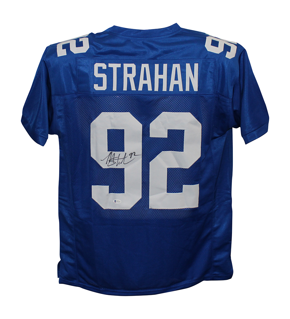 Michael Strahan Autographed/Signed Pro Style Blue XL Jersey BAS 30401
