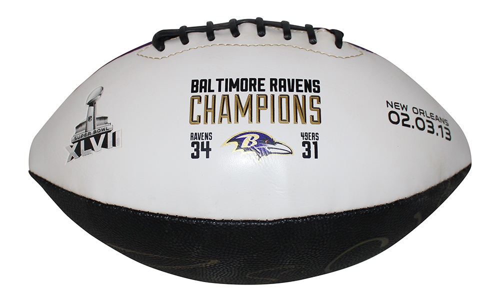 Torrey Smith Signed Baltimore Ravens Super Bowl XLVII Logo Football BAS 30458