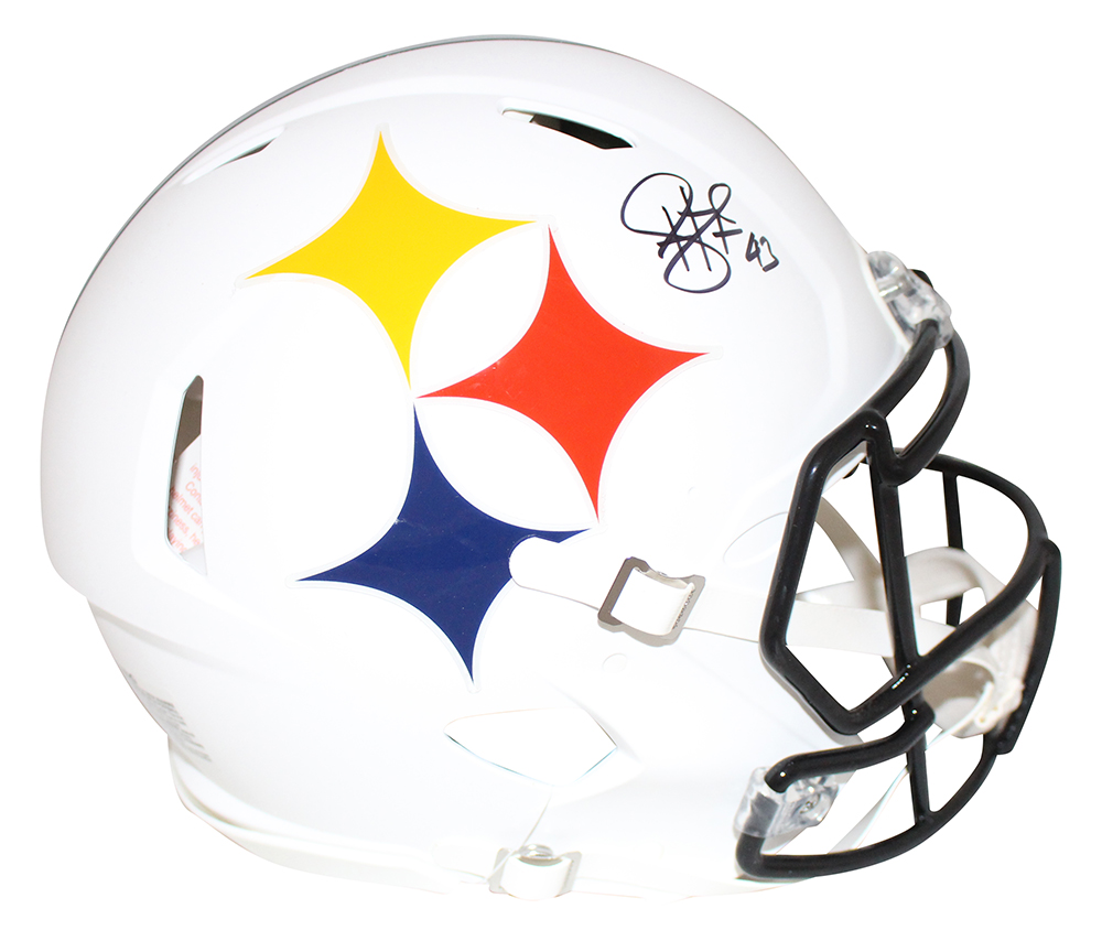 Troy Polamalu Signed Pittsburgh Steelers Authentic AMP Speed Helmet BAS 29645