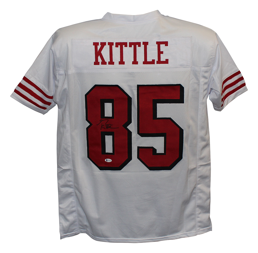 George Kittle Autographed/Signed Pro Style White XL Jersey BAS 30008
