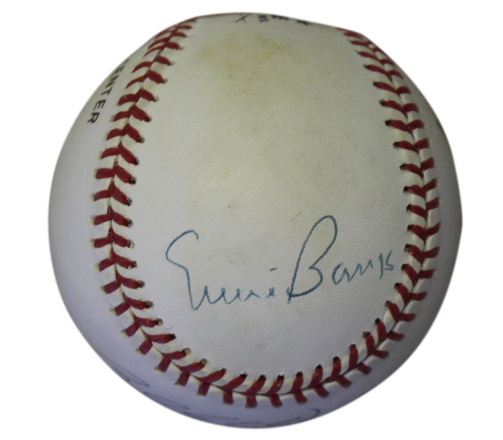 Ernie Banks Fergie Jenkins & B Williams Signed Chicago Cubs NL Baseball JSA 30971
