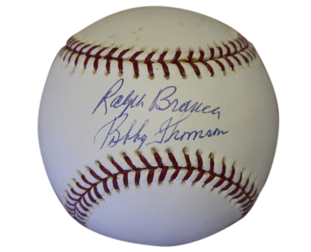 Bobby Thomson & Ralph Branca Autographed/Signed OML Baseball MLB 30980