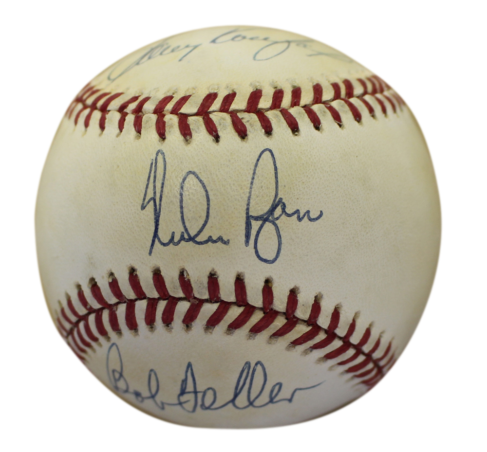 Sandy Koufax Nolan Ryan & Bob Feller Signed American League Baseball JSA 31011