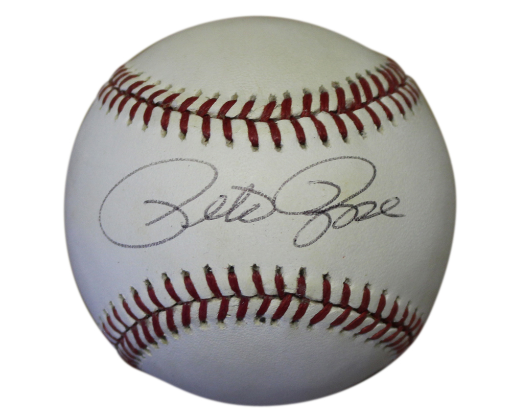 Pete Rose Autographed/Signed Cincinnati Reds National League Baseball JSA 31037