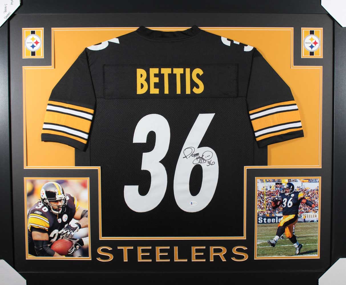 Jerome Bettis Autographed Pittsburgh Steelers Framed Black XL Jersey BAS 31062