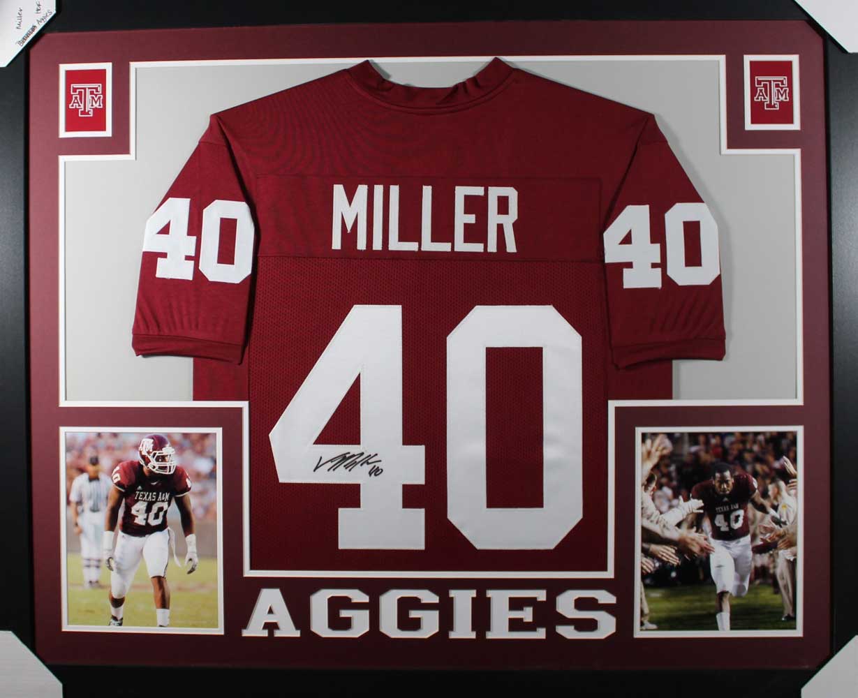 Von Miller Autographed Texas A&M Aggies Framed Maroon XL Jersey JSA 31070