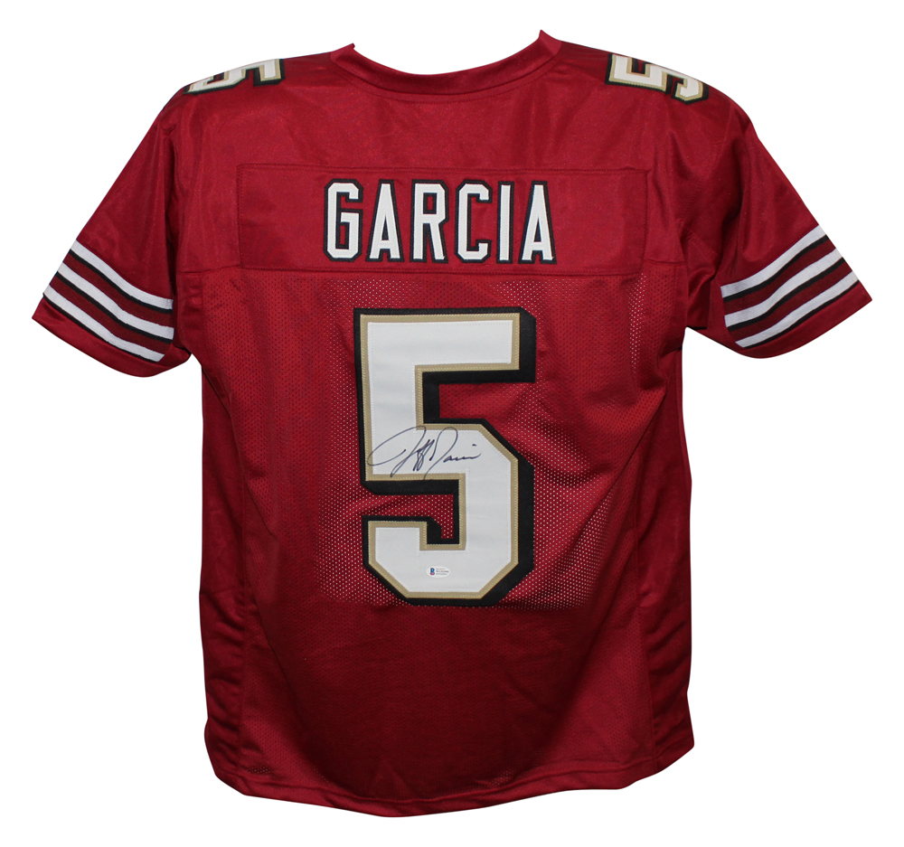 Jeff Garcia Autographed/Signed Pro Style Red XL Jersey BAS 31087