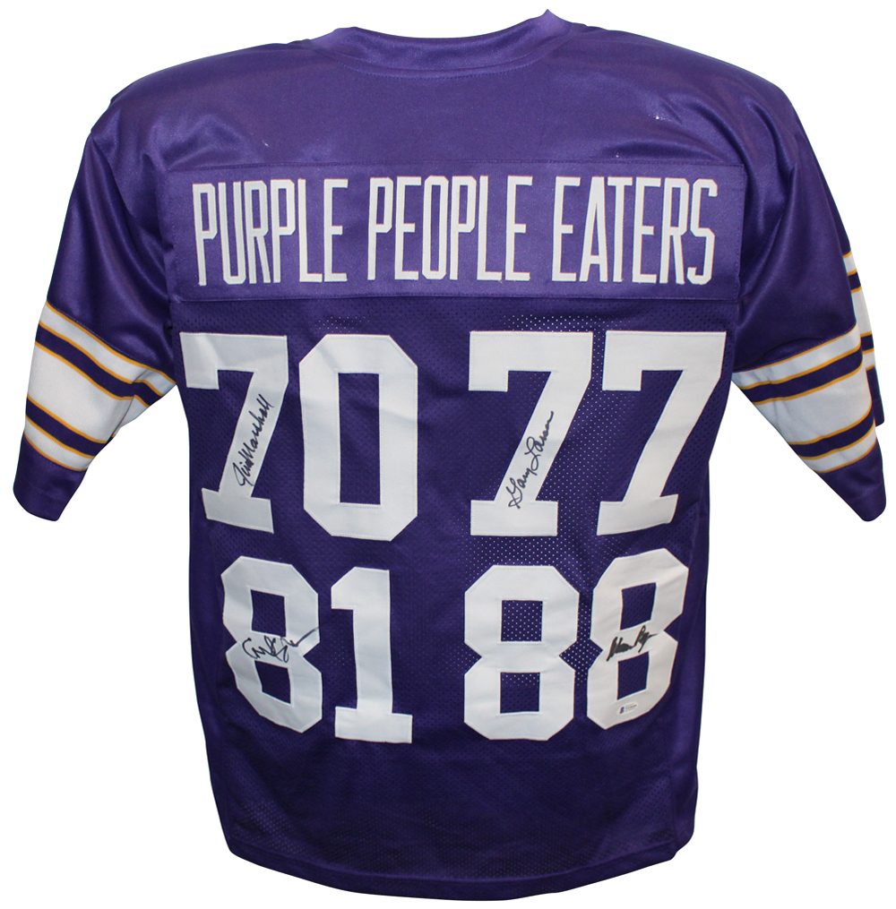 Purple People Eaters Autographed/Signed Pro Style Purple XL Jersey BAS 29415