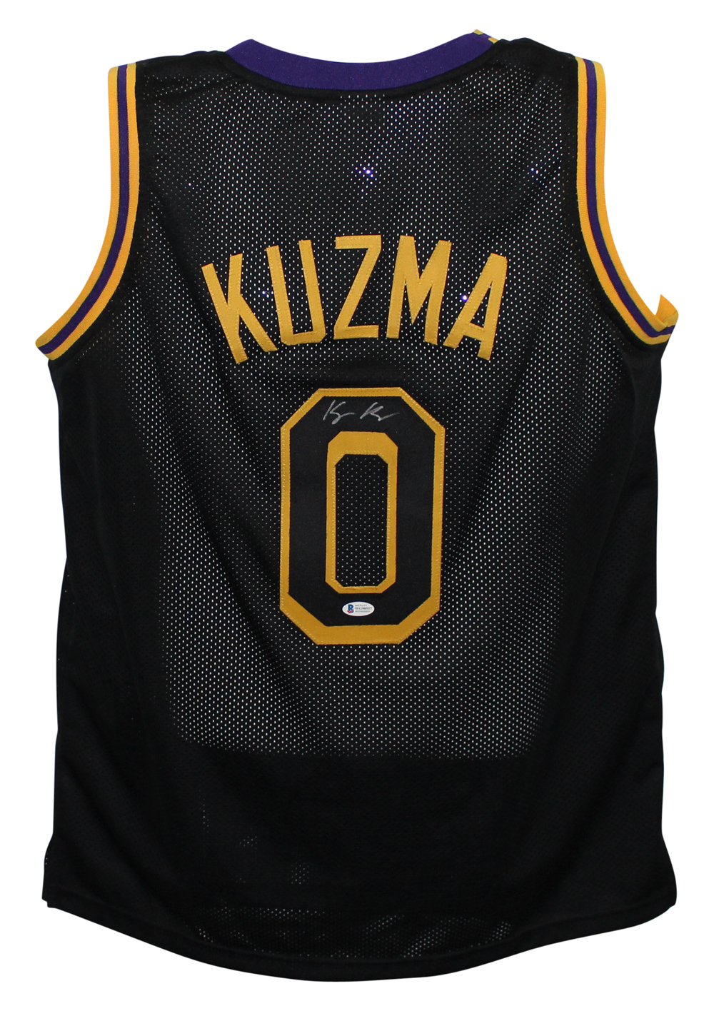 Kyle Kuzma Autographed/Signed Pro Style Black XL Jersey BAS 31095