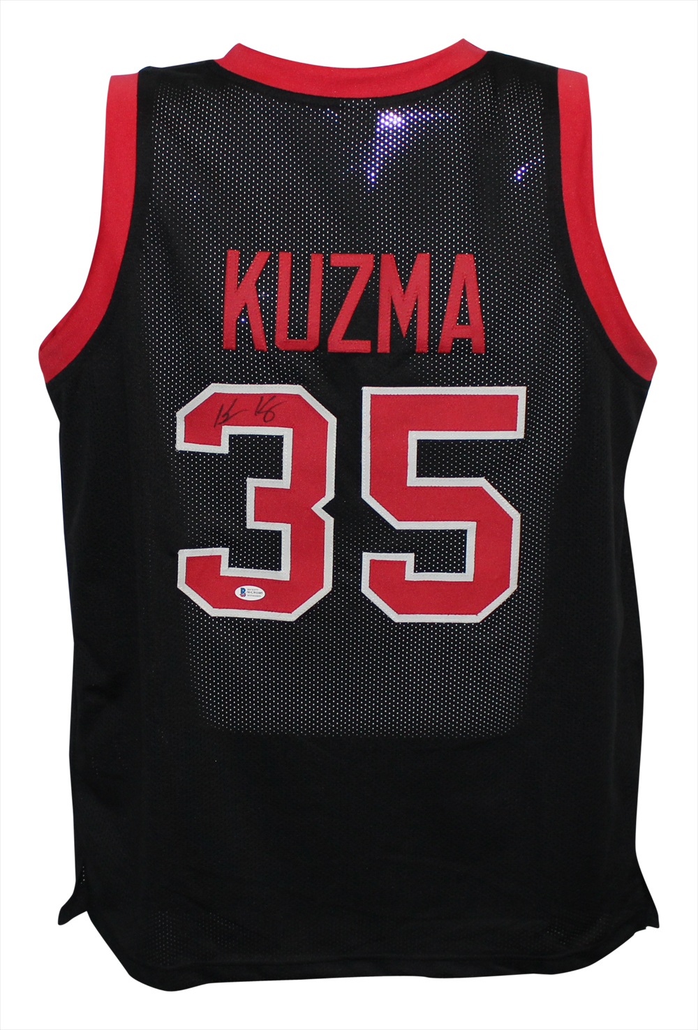 Kyle Kuzma Autographed/Signed College Style Black XL Jersey BAS 31098