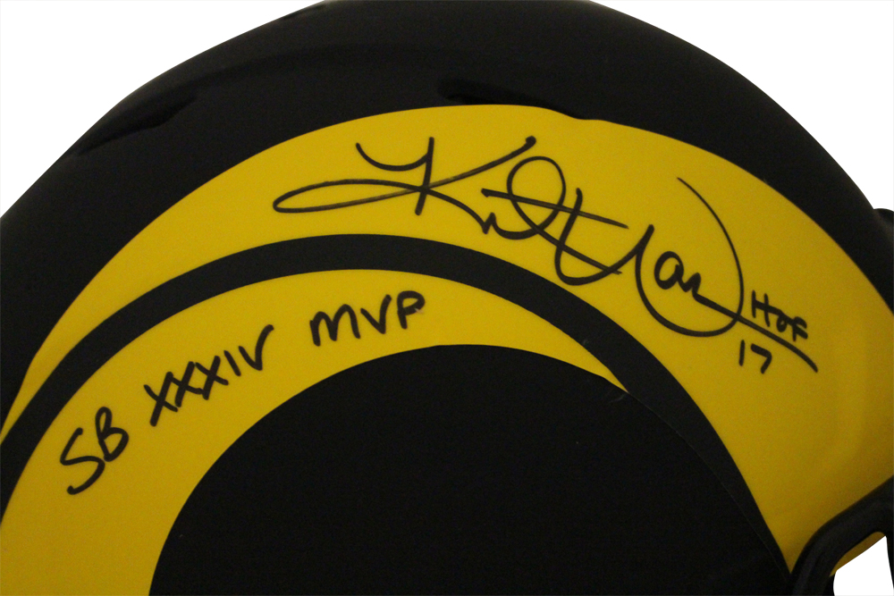 Kurt Warner Signed St Louis Rams Authentic Eclipse Helmet MVP HOF BAS 31138